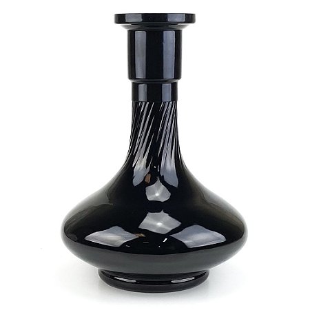 Vaso ZH Genie 30cm Rigado - Preto Brilhante/Preto