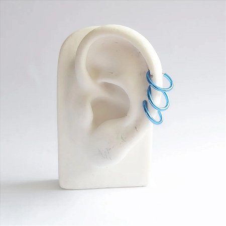 Kit Triplo Piercing de Pressão Azul Claro