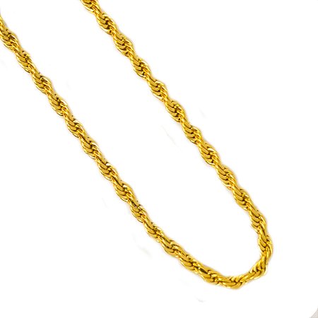 Colar Cordão Baiano Grosso Dourado Aço Inoxidável - 60 cm