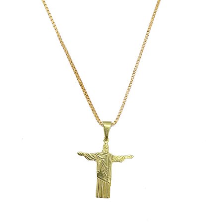 Corrente de Ouro com Pingente Cristo Redentor + Embalagem De Presente