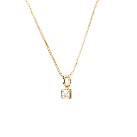 Corrente de Ouro com Pingente de Pedra Zircônia CRISTAL ROMMANEL + Embalagem De Presente