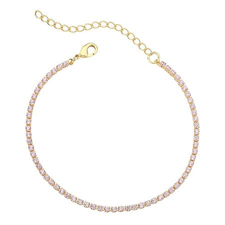 Pulseira De Ouro Folheado 18k Veneziana Cravejada
