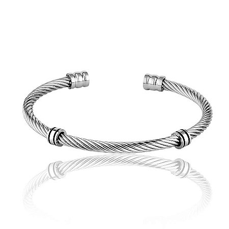 Pulseira Bracelete Masculino Cabo de Aço Inoxidável