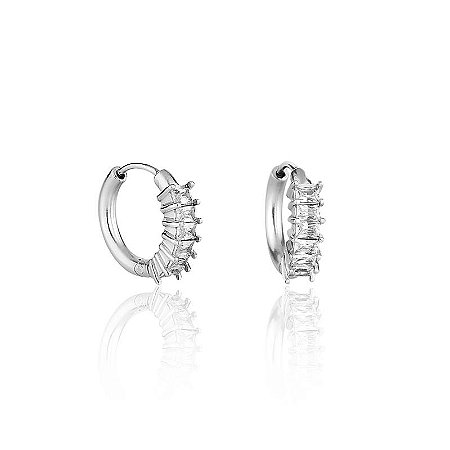 Brinco Argola Aço Cravejado em Zircônia Glint - PAR