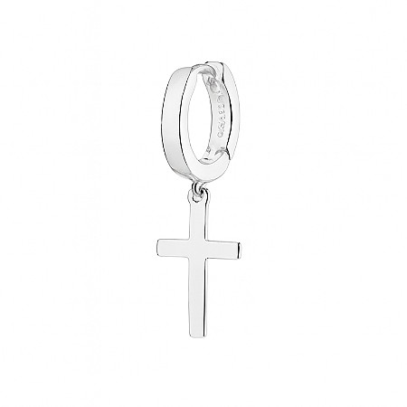 Brinco Rommanel Argola com Cruz de Prata 925 - 1 Peça (Não é o par)