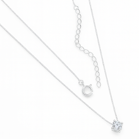 Corrente de Prata 925 Ponto de Luz Zircônia - 55cm Ajustável