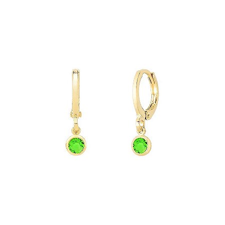 Brinco De Argola Pedra Verde 18k - PAR