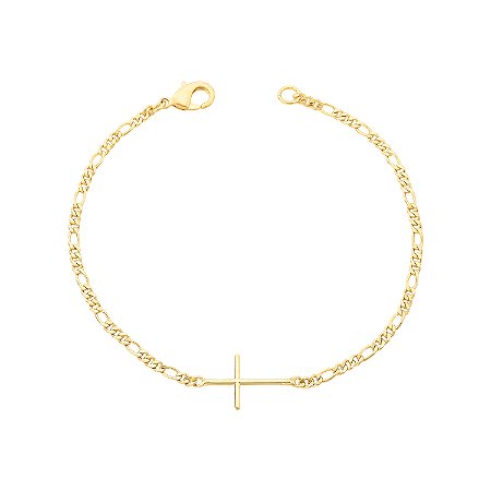 Pulseira Masculina Cruz Folheada a Ouro 18k