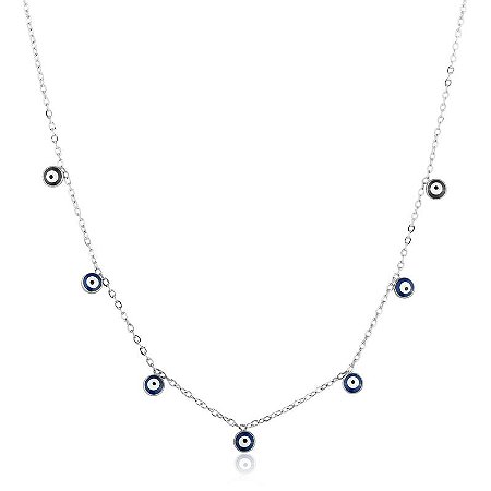 Colar Cordão Aço Inoxidável Olho Grego Mix - 50 cm