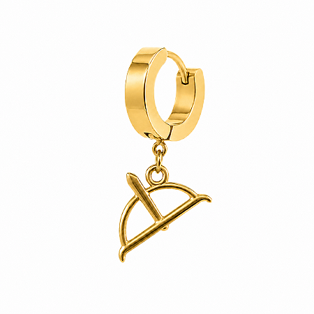 Brinco Masculino Arco e Fecha Ferramenta Oxóssi Dourado - PAR