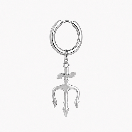 Brinco Masculino Tridente Prateado - PAR