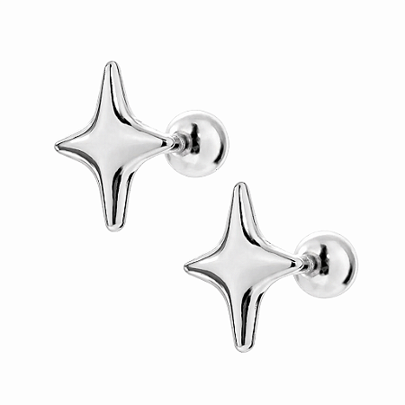 Brinco Masculino Estrela Minimalista Prateado - PAR