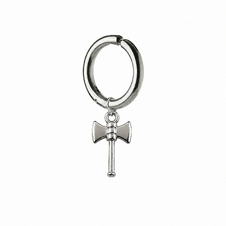 Brinco Masculino de Pressão Machado de Xangô Prateado - PAR