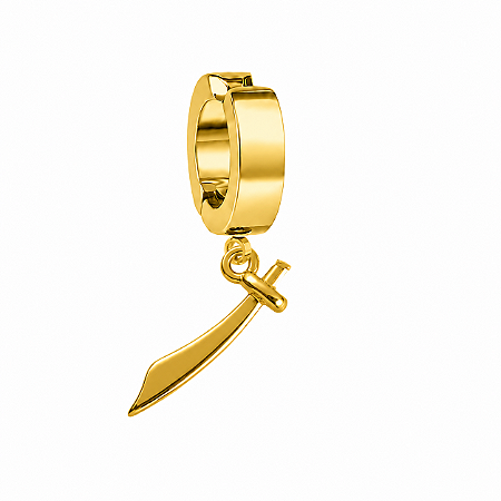 Brinco Masculino de Pressão Espada de Iansã Dourado - PAR