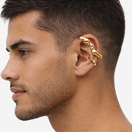 Ear Cuff Neural de Encaixe Coleção Futurx Folheado a Ouro - 1 Peça (Não é o Par)