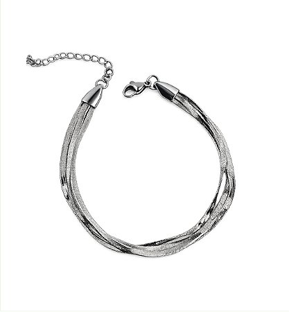 Pulseira Lacraia 3 Fitas Prateada Ajustável