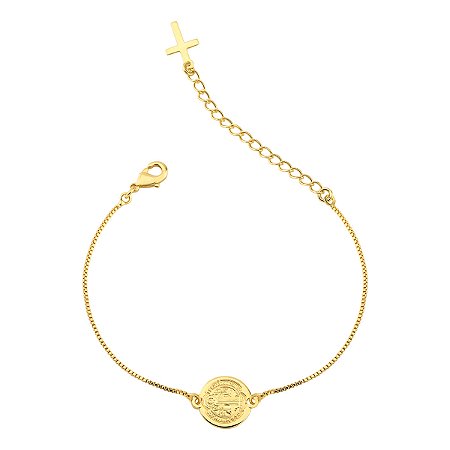 Pulseira Masculina São Bento Veneziana Folheada a Ouro 18k