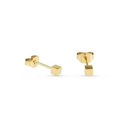Brinco Masculino Cubo Dourado - Par
