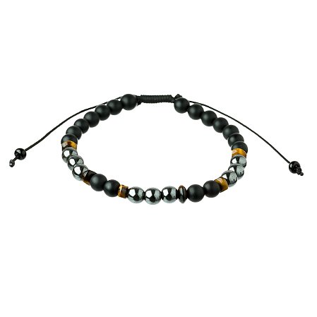 Pulseira Masculina Pedra Hematita Tigre