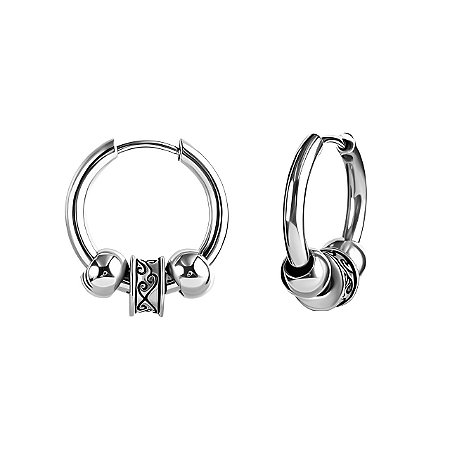 Brinco Masculino Argola Berloque Silver - PAR