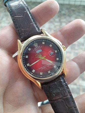 Rolex Ref. 3484 com pulseira de couro ,dia da semana e data