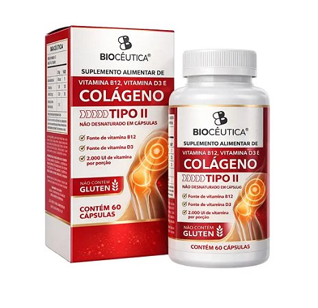 Colágeno Tipo II + Vitamina B12 e Vitamina D3 – 60 Cápsulas