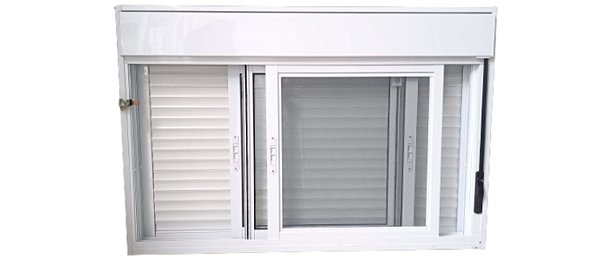 Janela 2 folhas c/Persiana Integrada Automatizada WIFI L-Suprema Branco Vidro 3mm Tela mosqueteira