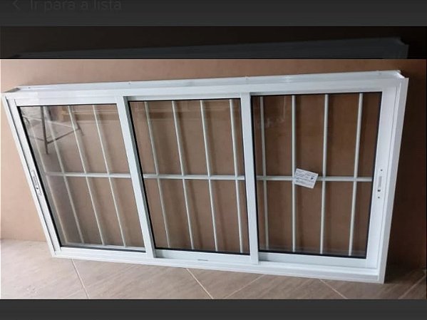 Vitro 3 Folhas Móvel L-Suprema Vidro 3mm com grade