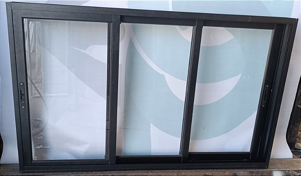 Vitro 3 Folhas Móvel L-Suprema Preto Vidro 3mm