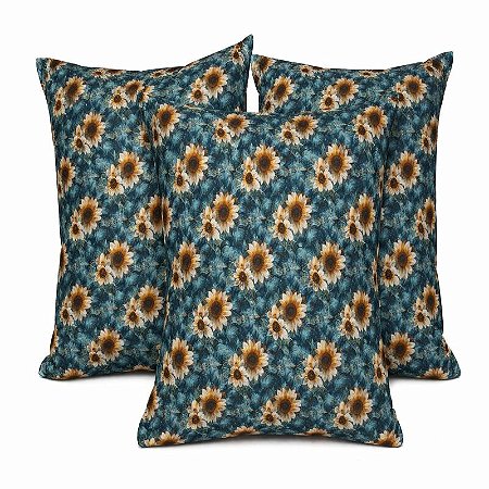 Kit 3 Capas de Almofadas Girassóis