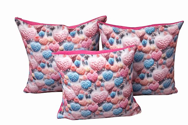 Kit 3 Capas de Almofada Amor