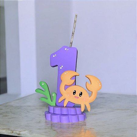 Vela personalizada de biscuit tema Fundo do Mar