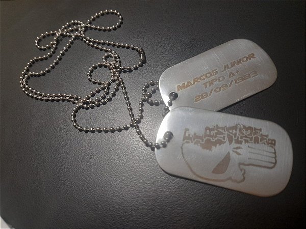 Colar Do Exercito Placa Identificação Dog Tag Dupla com gravação a Laser