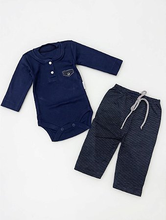 Conjunto Azul Marinho Bebê Puro Carinho