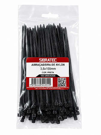 ABRACADEIRA NYLON 3,5 X 150MM PRETA - CENTO - SIBRATEC