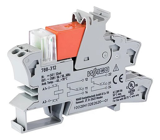 RELE INTERFACE BASE COM DIODO E LED VERDE 2NANF 8A 24VCC WAGO