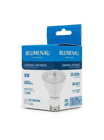 Lamp. LED PAR20 E27 8W 650Lm 127V/220V 4.000K