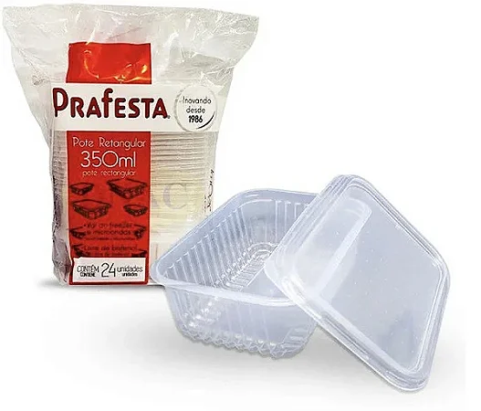 Pote Retangular 350ml PraFesta c/24un