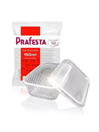 Pote Retangular 150ml PraFesta c/20un