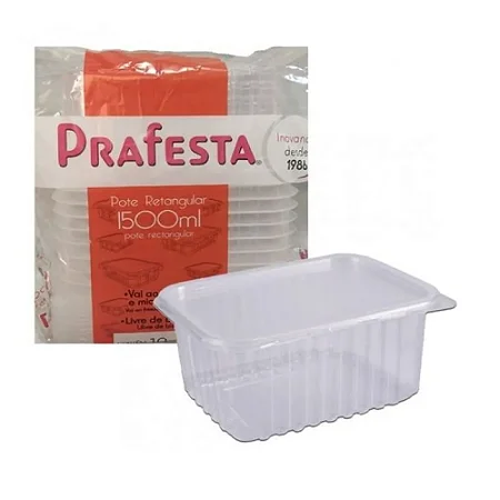 Pote Retangular 1500ML PraFesta c/10un