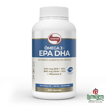 Ômega 3 EPA DHA: Ômega 3 + Vitamina E 240 Cápsulas - Vitafor