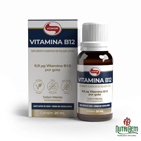 VITAMINA B12: Suplemento com Metilcobalamina 20mL - Vitafor