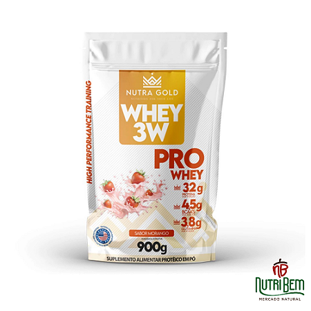 Nutra Whey 3W Morango 900 gramas NutraGold