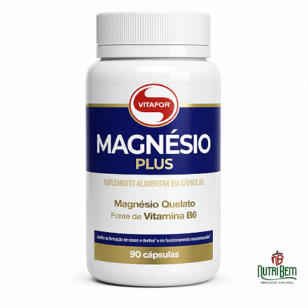 Magnésio Plus Vitafor 90 Cápsulas – Magnésio Quelato + Vitamina B6