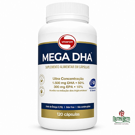 Mega DHA Vitafor 120 Cápsulas – 1.500 mg DHA + 300 mg EPA