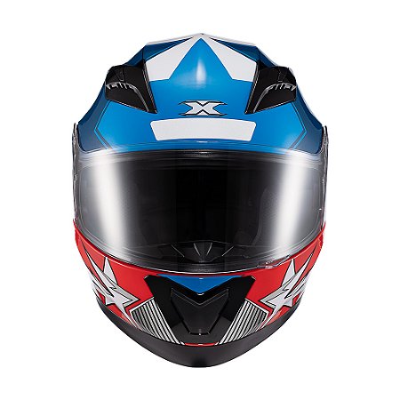 Capacete Texx Strike Superstar Azu Verm Branc Bril 56
