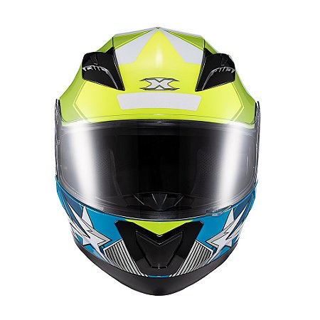 Capacete Texx Strike Superstar Verd Azu Branc Bril 56