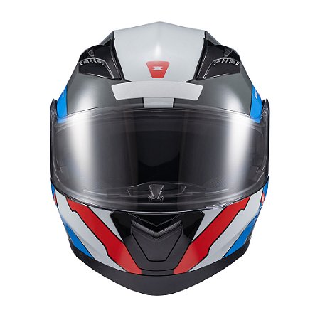 Capacete Texx Esc Gladiator V3 Reisen Azu Verm Branc Bril 56