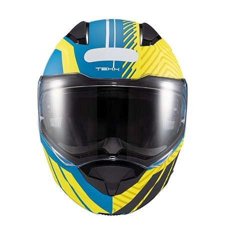 Capacete Texx Escam Kratos Cyber Azu Verd Fosc 60