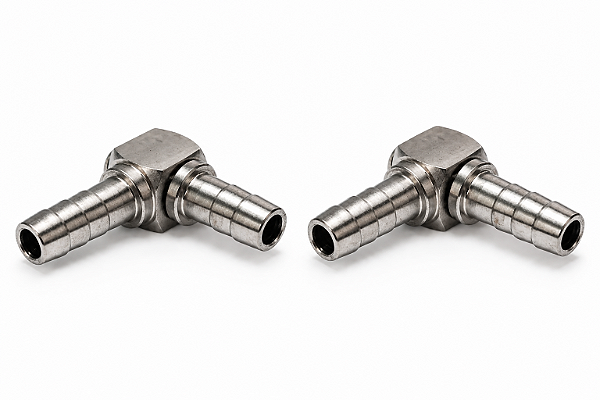 KIT C/ 02 Unidades Swivel Aço Inox Conexão em L giratória 1/4"